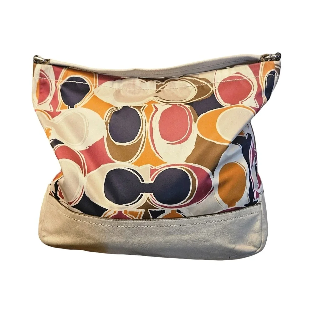 Coach Park Hand Drawn Scarf Print Hobo Shoulder Bag (Style F23282)